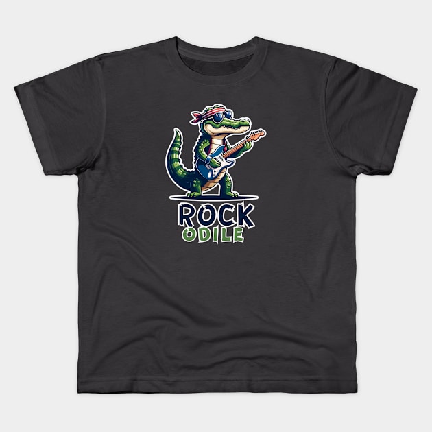 Crocodile Rock Star Kids T-Shirt by Ingridpd